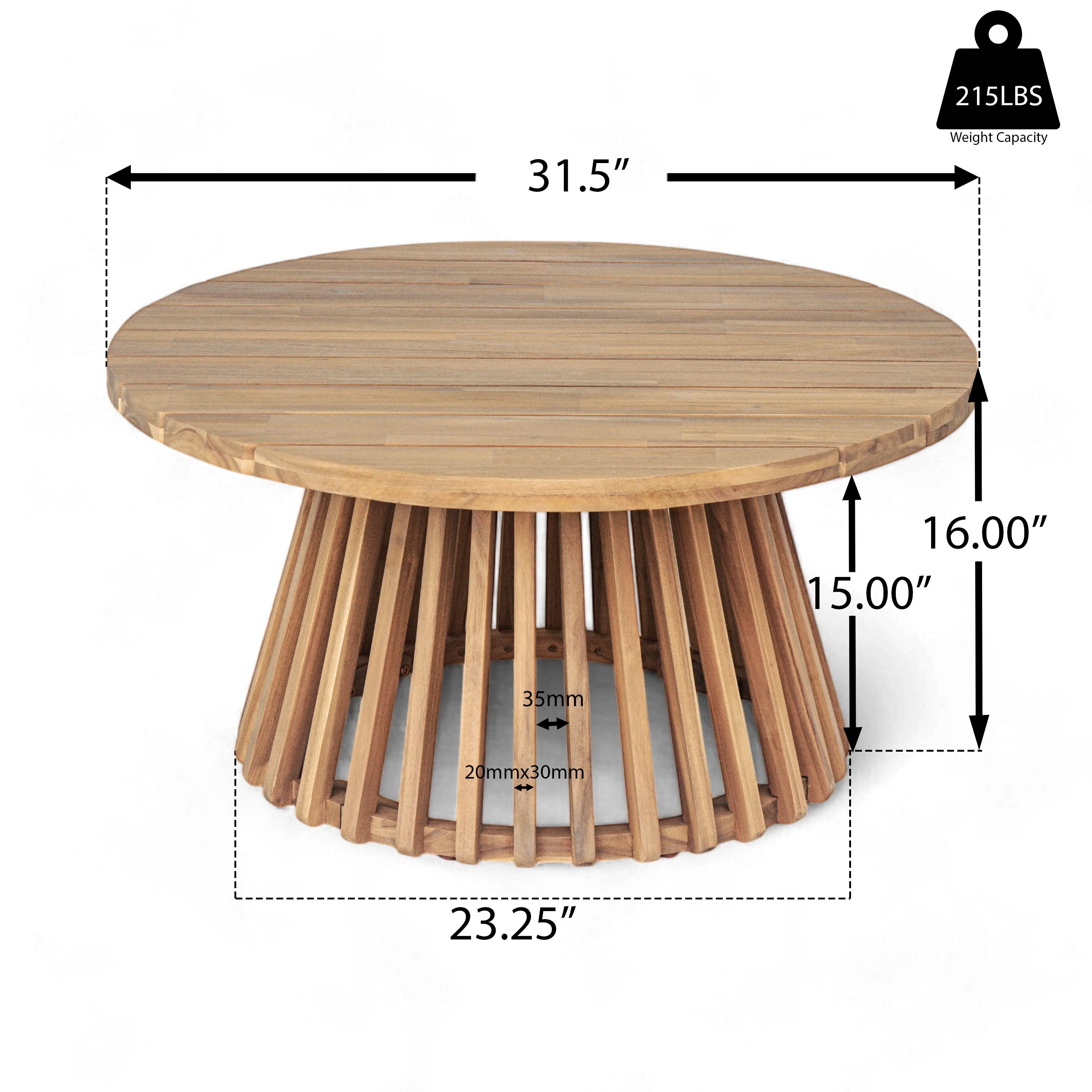 Claremont 3-istuttava daybed-sohvaryhmä akaasiapuupöydällä