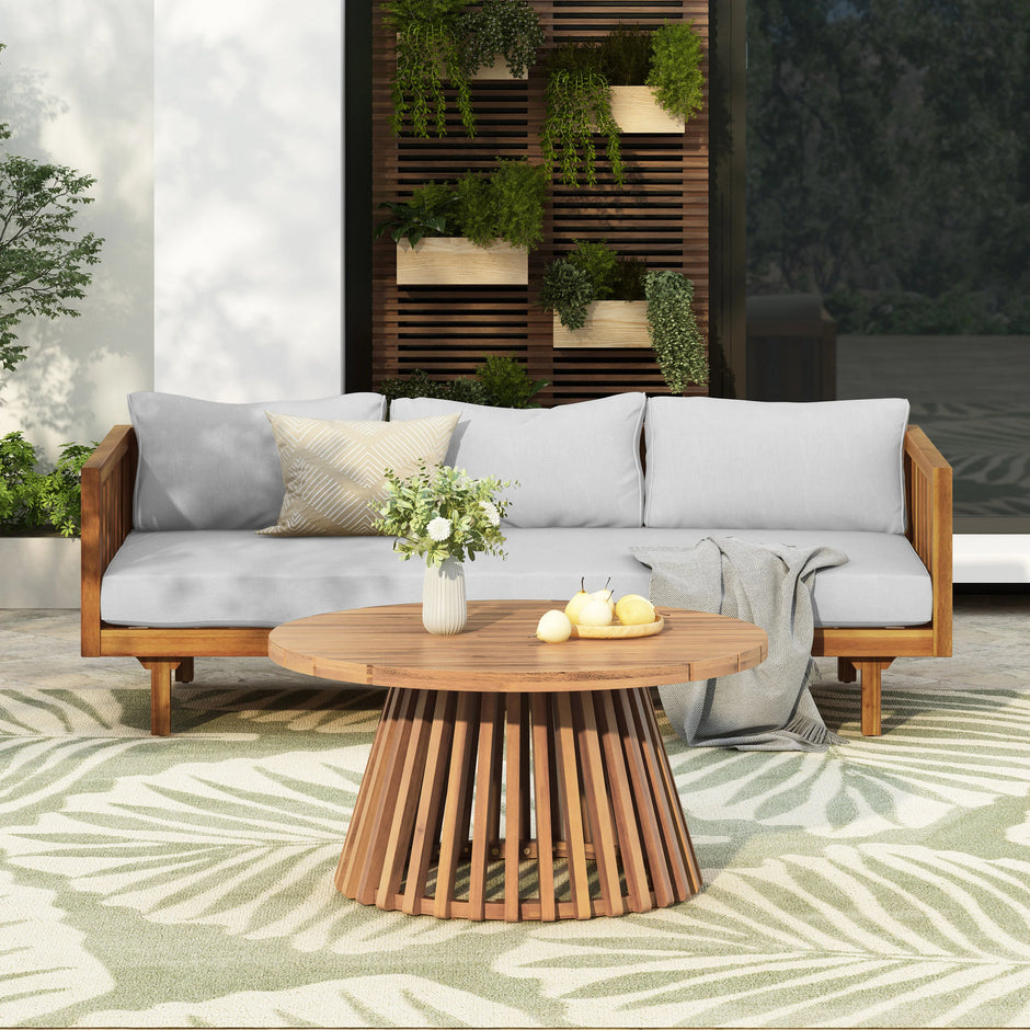 Claremont 3-istuttava daybed-sohvaryhmä akaasiapuupöydällä