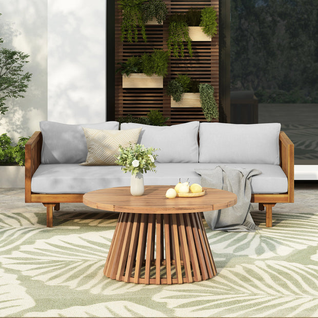 Claremont 3-istuttava daybed-sohvaryhmä akaasiapuupöydällä